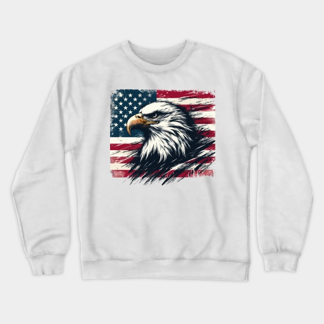 USA Flag Crewneck Sweatshirt by Vehicles-Art